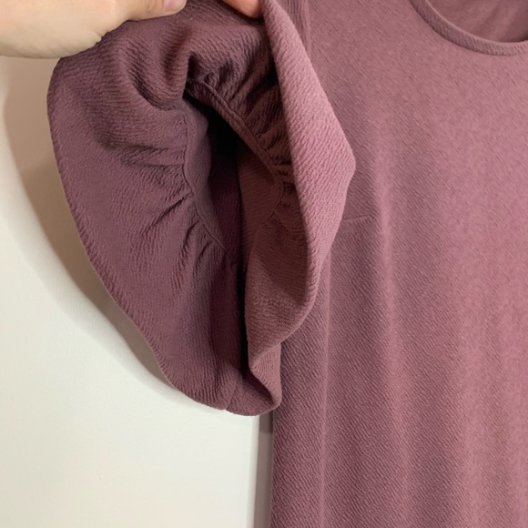 EXPRESS MAUVE Crepe Dress Puffy Flutter Sleeves - Picture 3 of 13